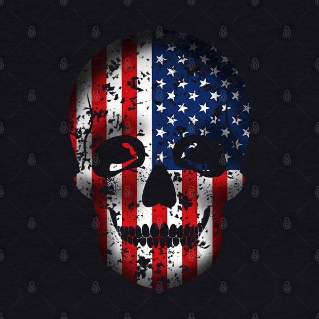 Distressed American flag and skull - USA Patriot by BearCaveDesigns